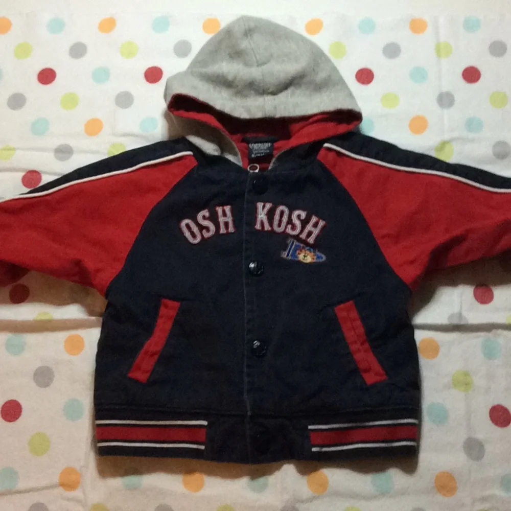 OshKosh Jacket Hooded Zip & Snap front Pockets Size 6-9 mo
